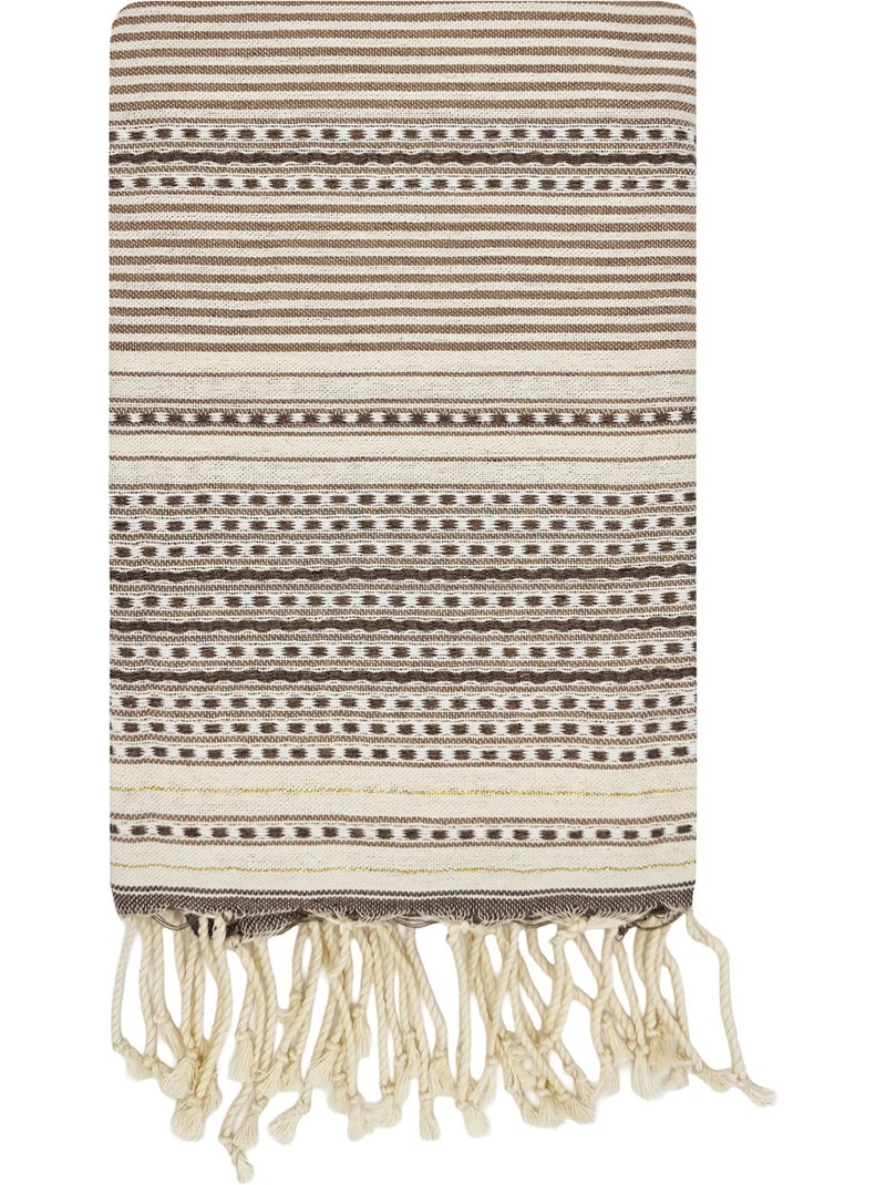 Reva | fouta tunisienne traditionnelle en coton recyclé 1x2 m bora bora Beige - Kiabi