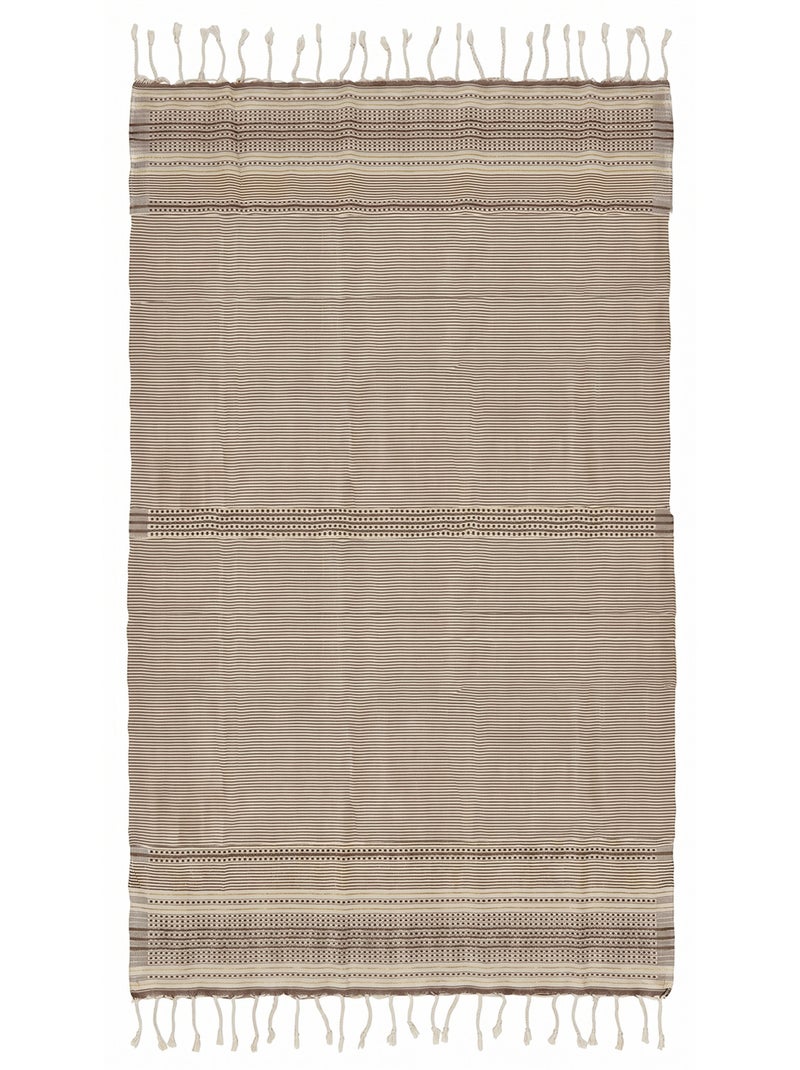 Reva | fouta tunisienne traditionnelle en coton recyclé 1x2 m bora bora Beige - Kiabi