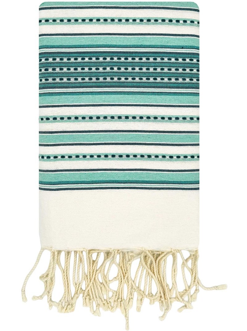Reva | Fouta tunisienne traditionnelle en coton recyclé 1x2 m Bora Bora Blanc - Kiabi