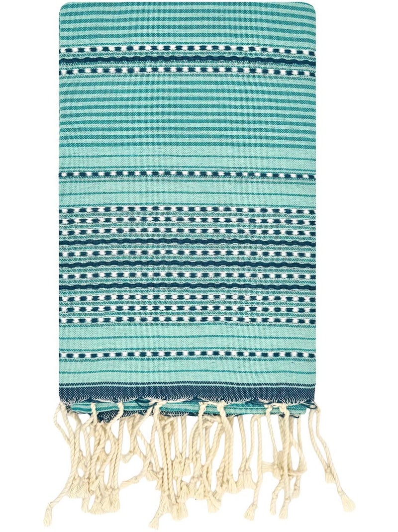 Reva | Fouta tunisienne traditionnelle en coton recyclé 1x2 m Bora Bora Vert clair - Kiabi