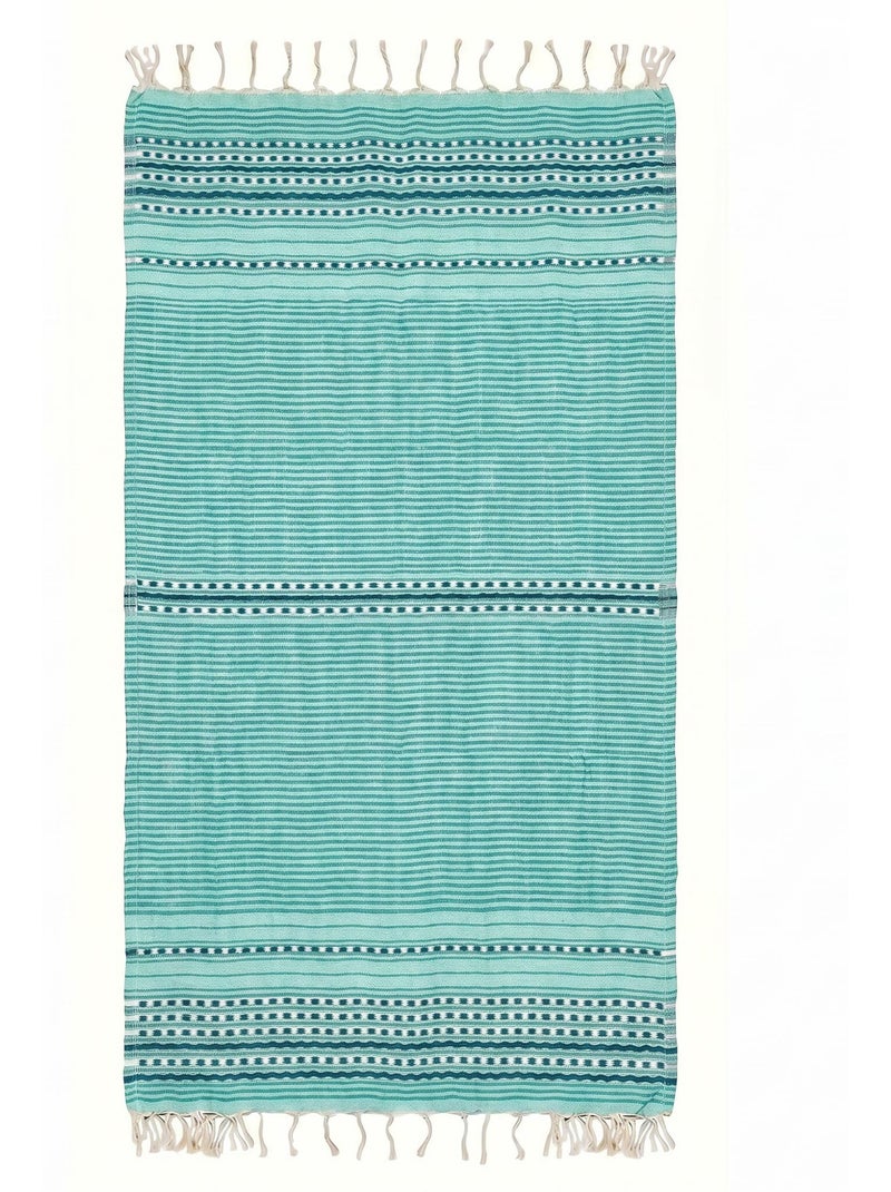 Reva | Fouta tunisienne traditionnelle en coton recyclé 1x2 m Bora Bora Vert clair - Kiabi
