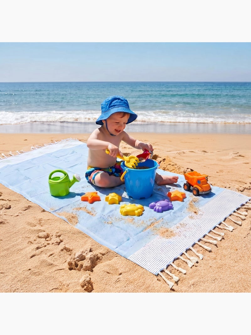 Reva | Mini fouta enfant en coton recyclé 70x140 cm Félicité Bleu ciel - Kiabi