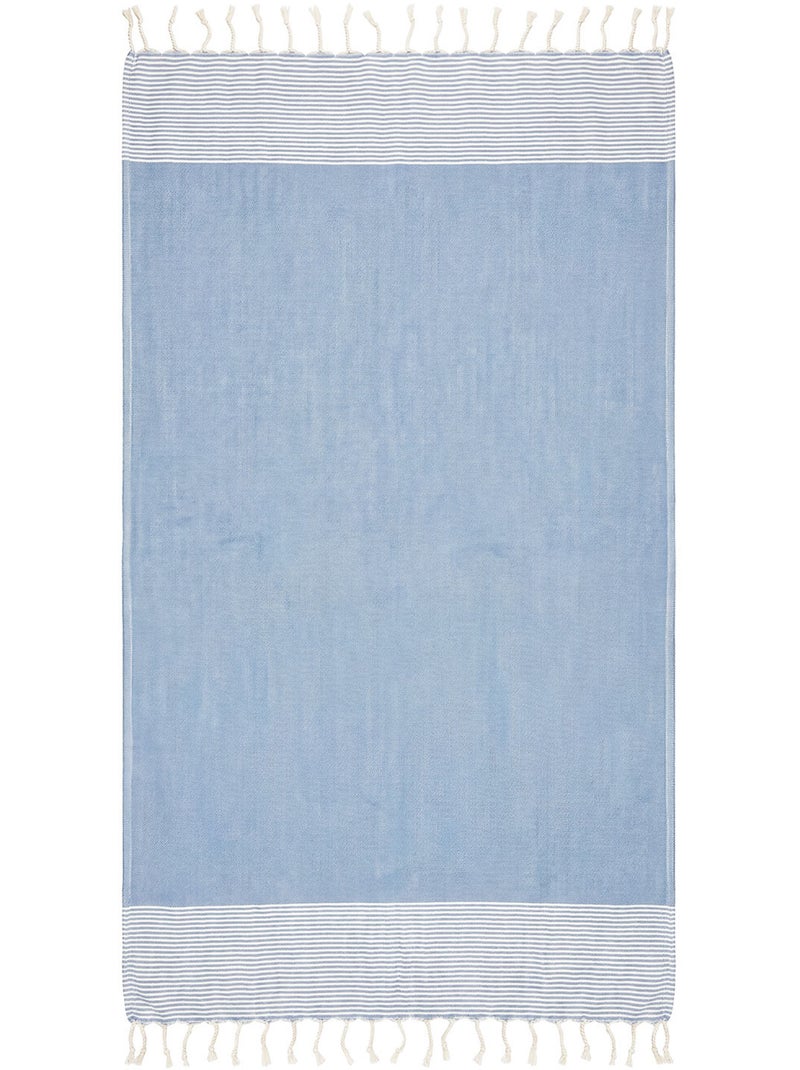 Reva | Mini fouta enfant en coton recyclé 70x140 cm Félicité Bleu ciel - Kiabi