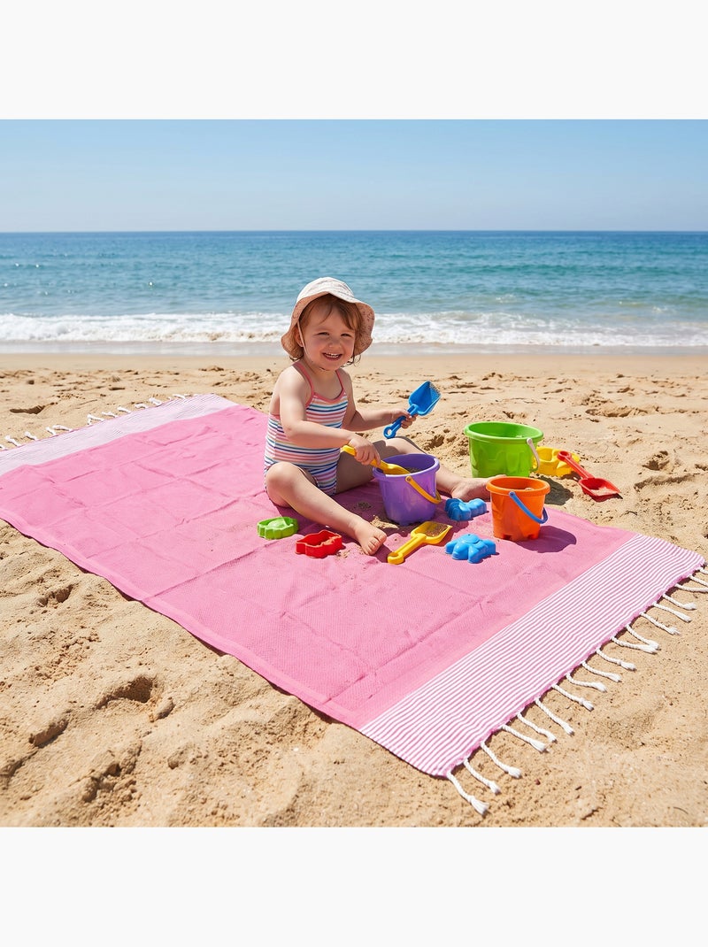 Reva | Mini fouta enfant en coton recyclé 70x140 cm Félicité Rose clair - Kiabi