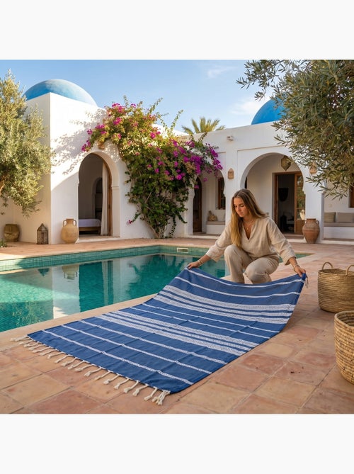 Reva | traditionnelle fouta en coton recyclé anti-sable 1mx2m djerba - Kiabi