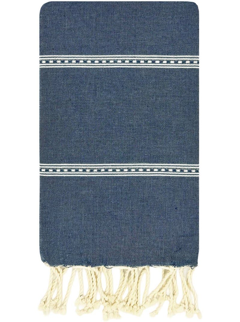 Reva | Traditionnelle fouta en coton recyclé anti-sable 1mx2m Djerba Bleu - Kiabi