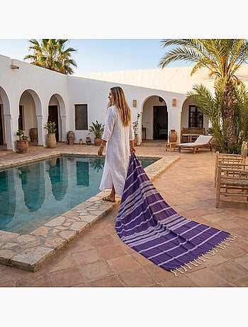 Reva | Traditionnelle fouta en coton recyclé anti-sable 1mx2m Djerba