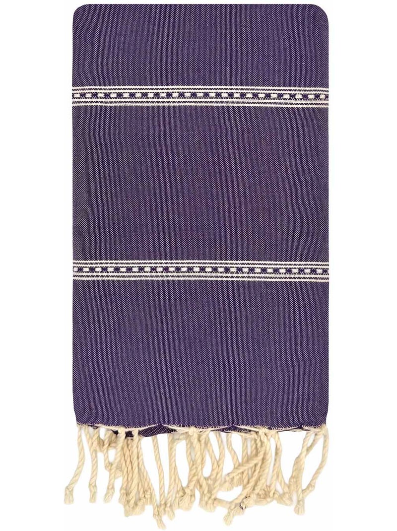 Reva | Traditionnelle fouta en coton recyclé anti-sable 1mx2m Djerba Violet - Kiabi