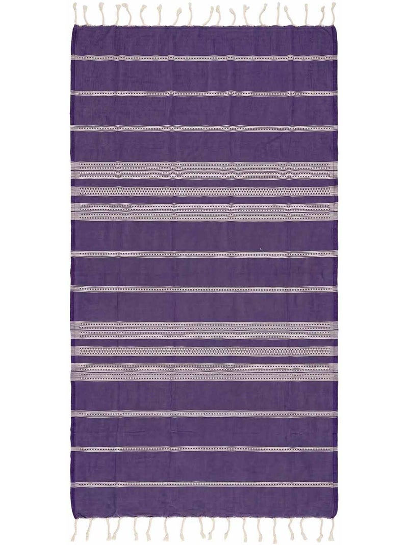 Reva | Traditionnelle fouta en coton recyclé anti-sable 1mx2m Djerba Violet - Kiabi