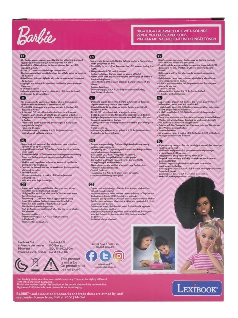 Réveil avec veilleuse Barbie en 3D Rose - Kiabi