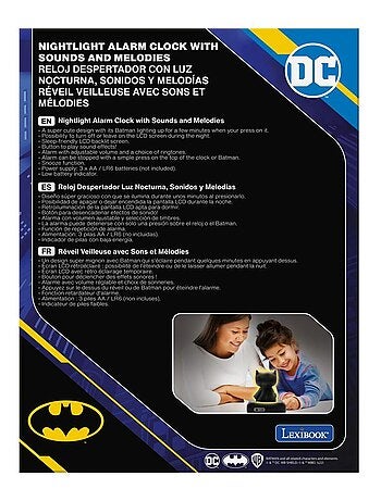 Réveil avec veilleuse Batman en 3D