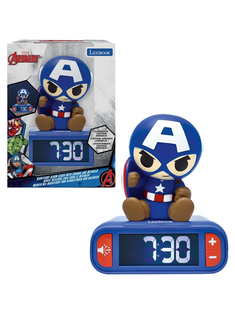Réveil avec Veilleuse Captain America en 3D Bleu - Kiabi