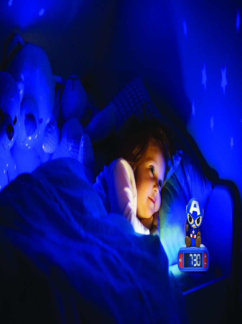 Réveil avec Veilleuse Captain America en 3D Bleu - Kiabi