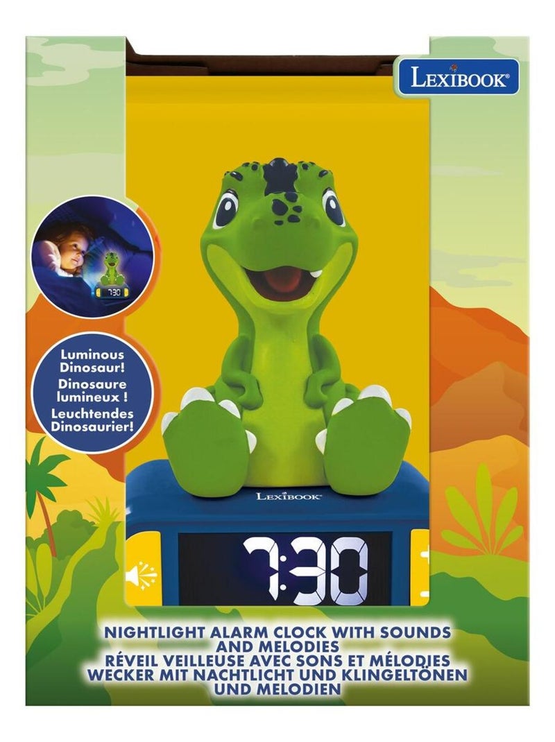 Réveil avec veilleuse Dinosaure en 3D Vert - Kiabi