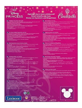 Réveil avec veilleuse Disney Princesses Cendrillon 3D