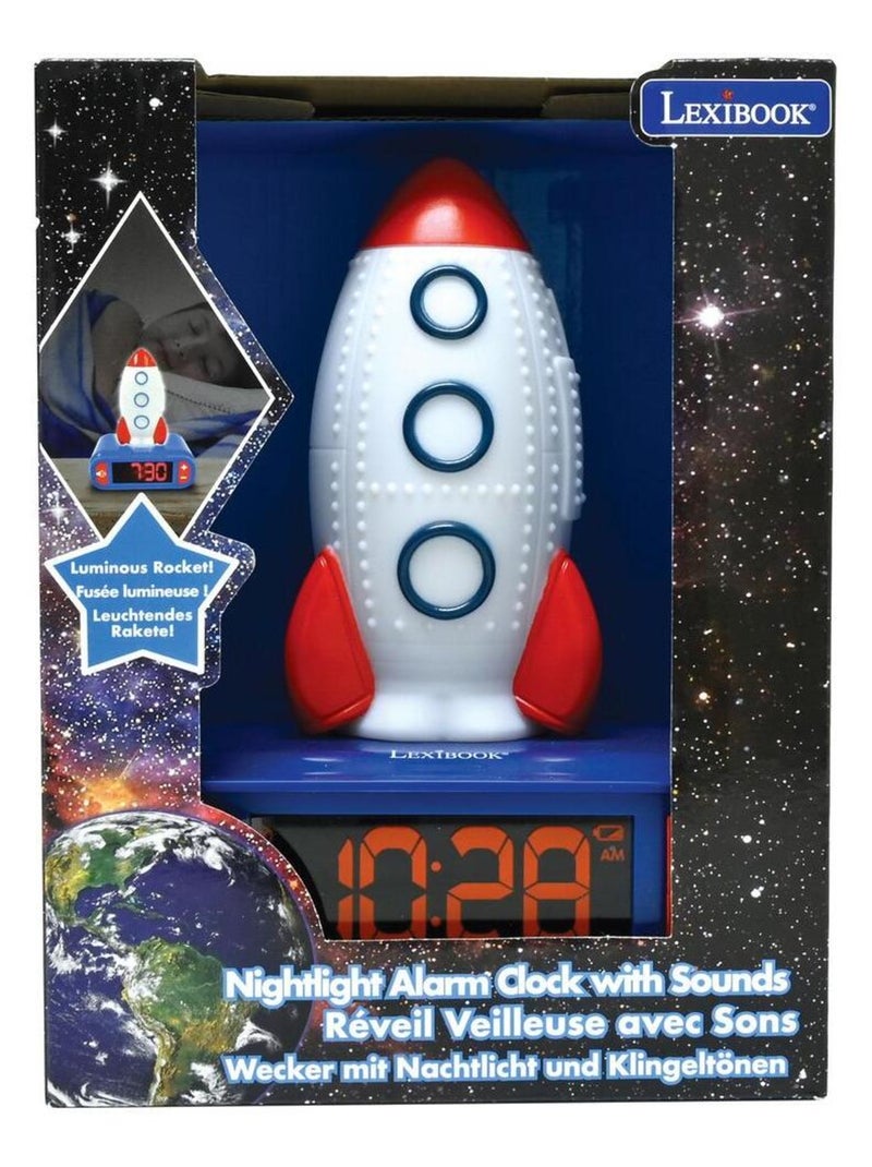 Réveil avec Veilleuse Fusée en 3D Blanc - Kiabi