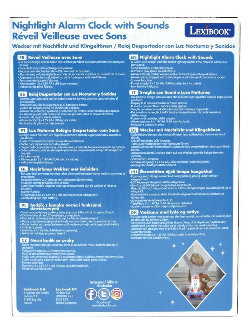 Réveil avec Veilleuse Fusée en 3D Blanc - Kiabi