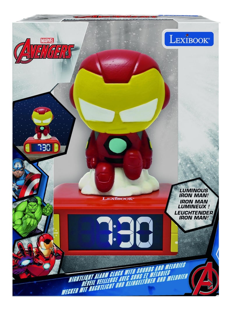 Réveil avec Veilleuse Iron Man en 3D Rouge - Kiabi
