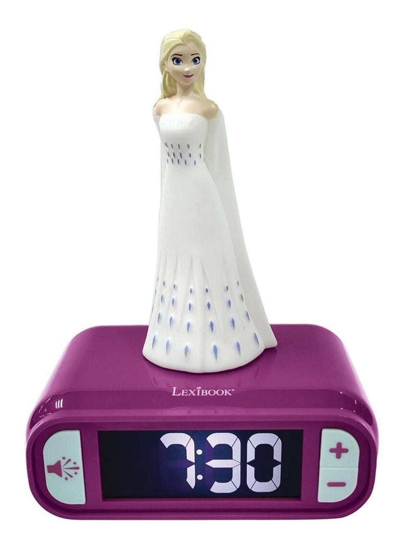Réveil avec veilleuse La reine des neiges Elsa en 3D Violet - Kiabi