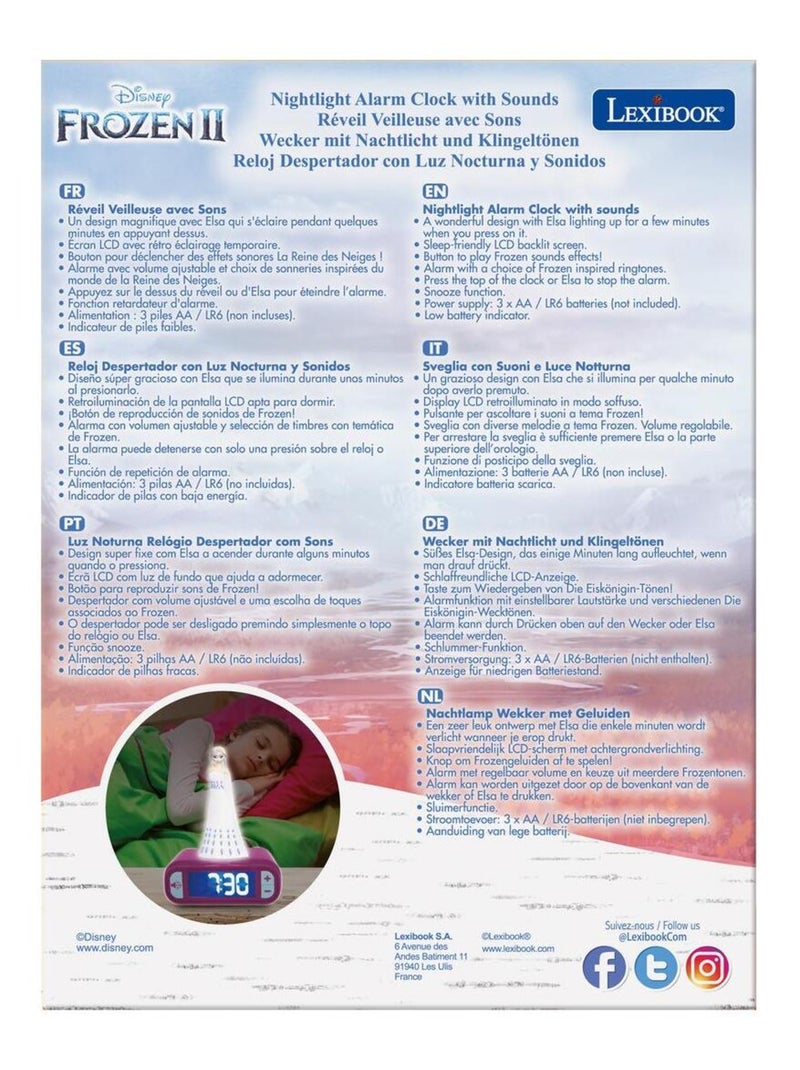 Réveil avec veilleuse La reine des neiges Elsa en 3D Violet - Kiabi