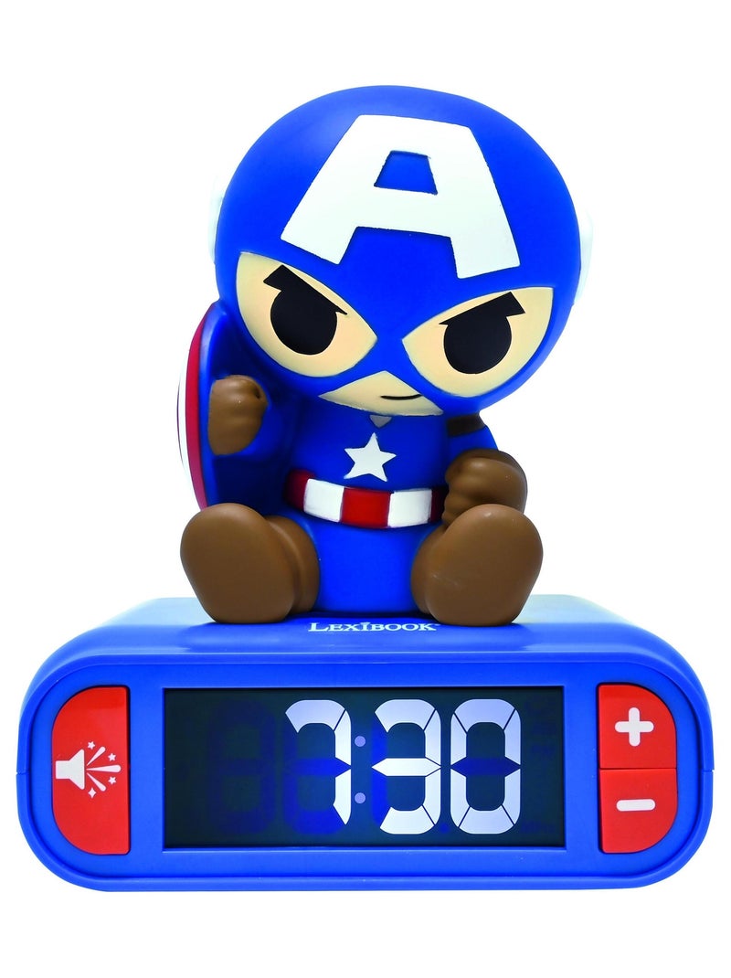 Réveil avec Veilleuse Lumineuse Captain America en 3D N/A - Kiabi