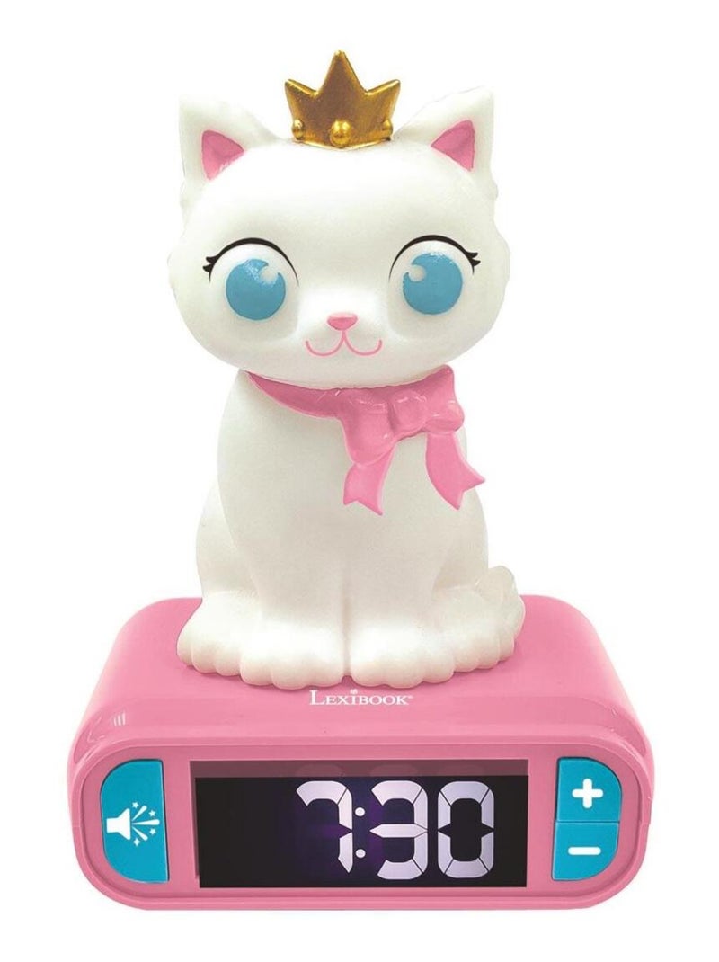Réveil avec Veilleuse Lumineuse Chat en 3D Rose - Kiabi