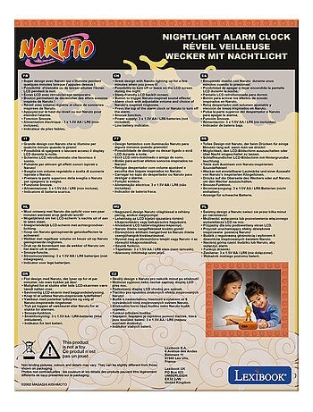 Réveil avec veilleuse Naruto en 3D