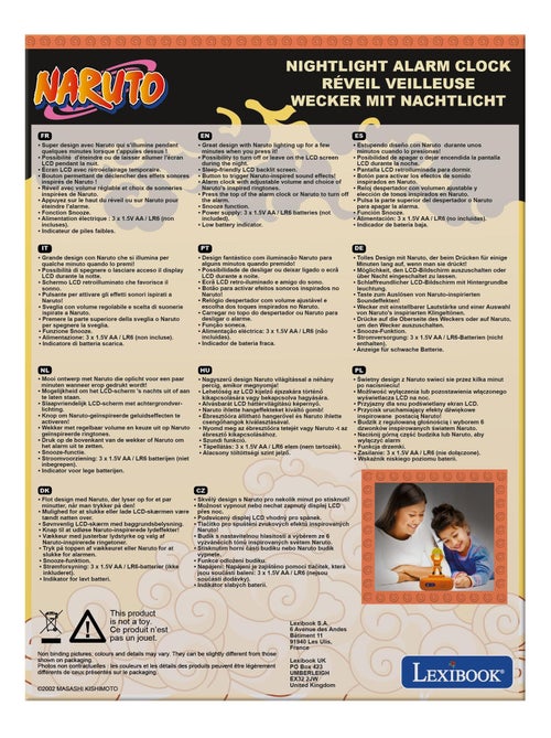 Réveil avec veilleuse Naruto en 3D - Kiabi