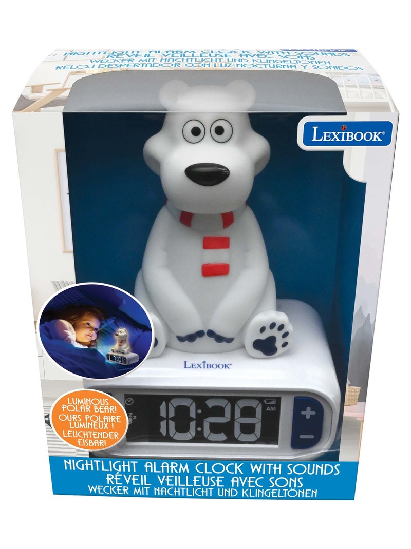 Réveil avec veilleuse Ours Polaire en 3D Blanc - Kiabi