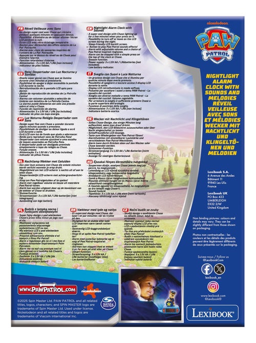 Réveil avec veilleuse Paw Patrol Chase en 3D - Kiabi