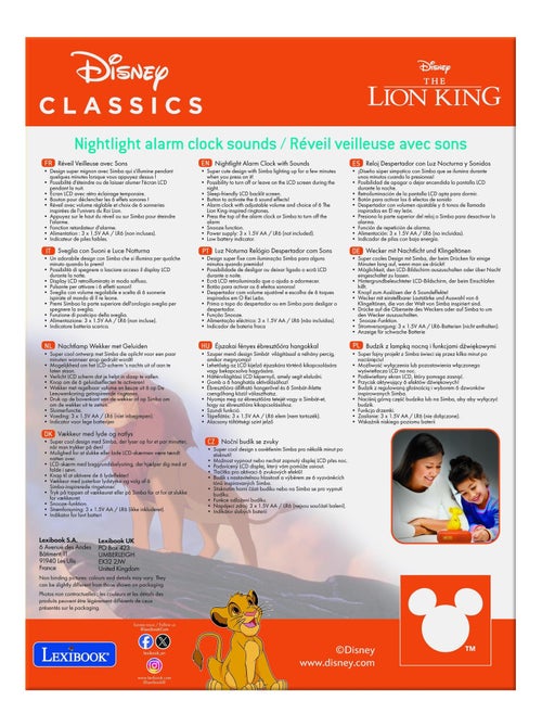 Réveil avec veilleuse Simba 3D - Kiabi