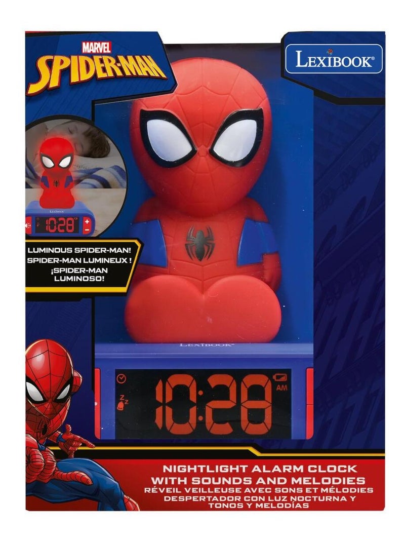 Réveil avec Veilleuse SpiderMan 3D Rouge - Kiabi