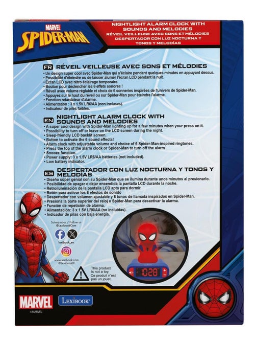 Réveil avec Veilleuse SpiderMan 3D - Kiabi