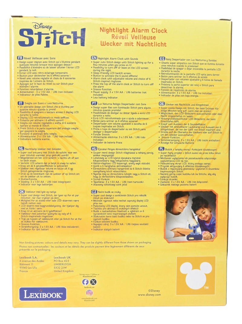 Réveil avec veilleuse Stitch en 3D Bleu - Kiabi