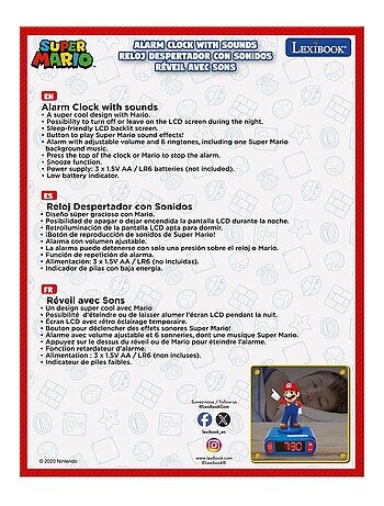 Réveil avec veilleuse Super Mario en 3D