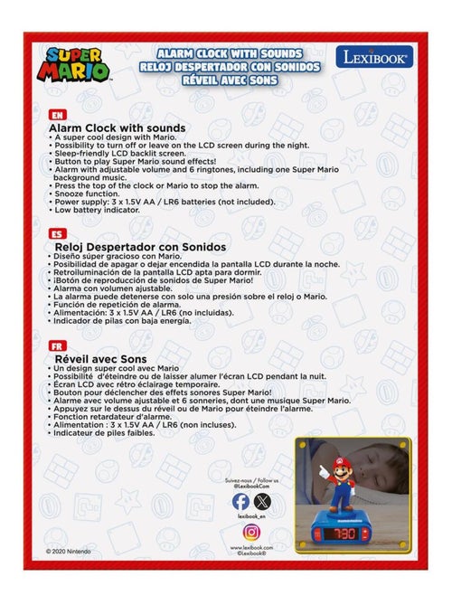 Réveil avec veilleuse Super Mario en 3D - Kiabi
