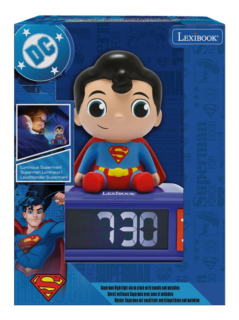 Réveil avec veilleuse Superman en 3D Bleu - Kiabi