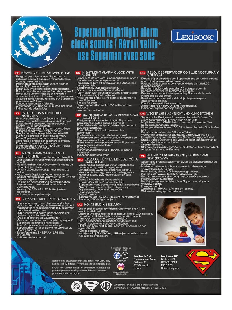 Réveil avec veilleuse Superman en 3D Bleu - Kiabi