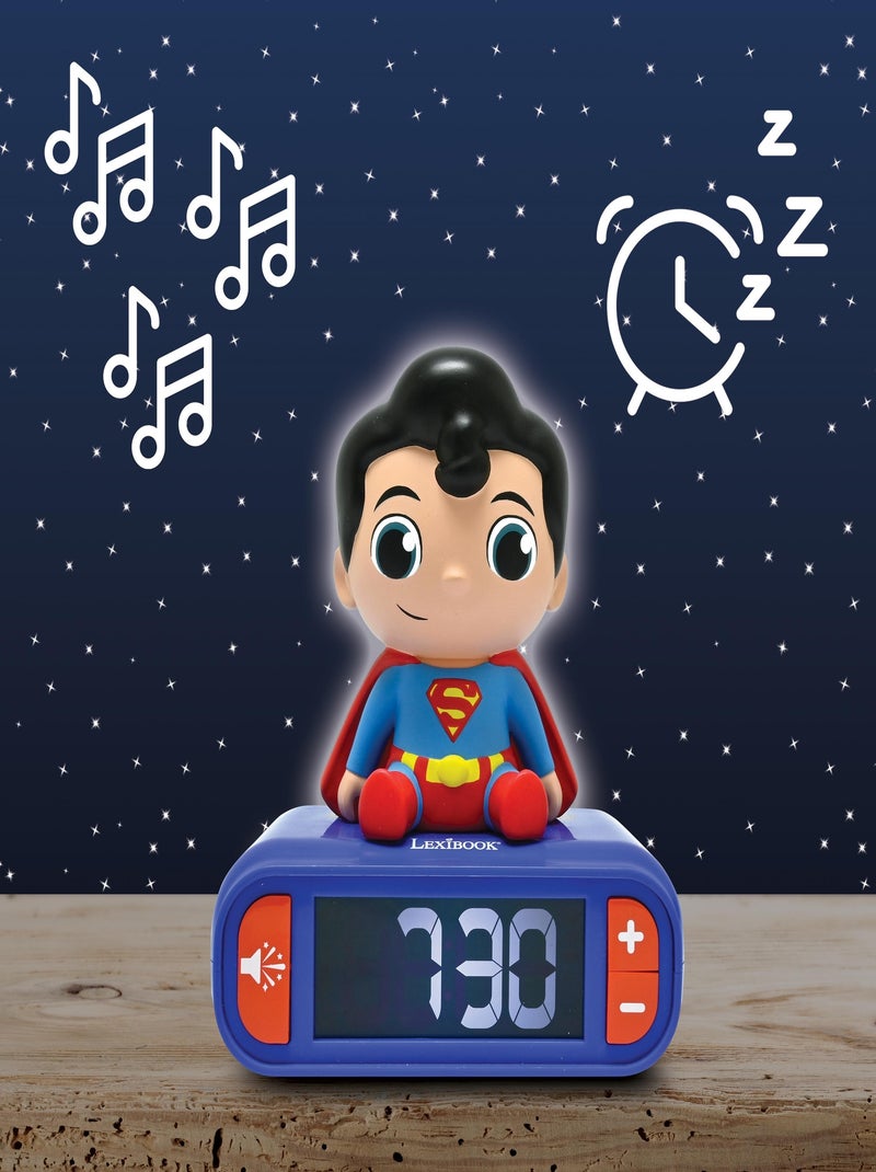 Réveil avec veilleuse Superman en 3D Bleu - Kiabi