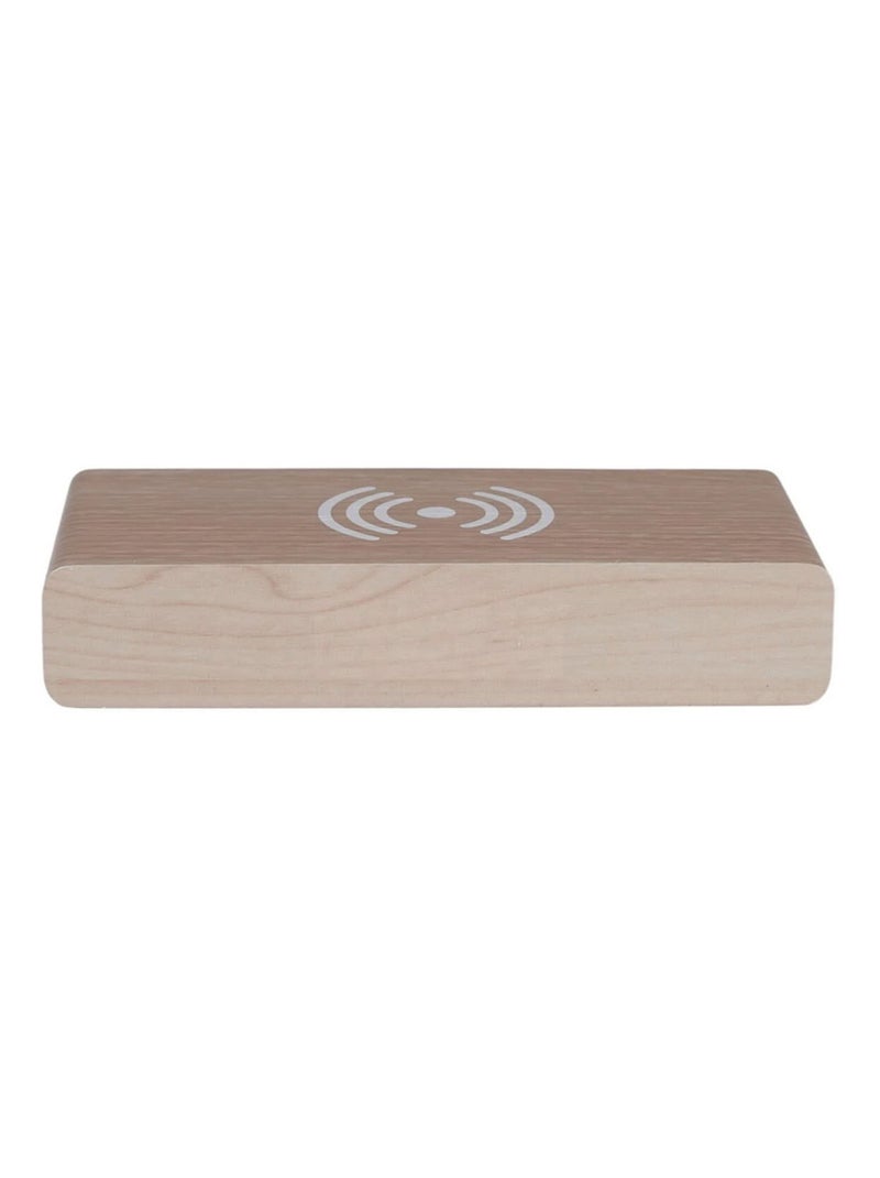 Réveil chargeur induction bois naturel Beige - Kiabi