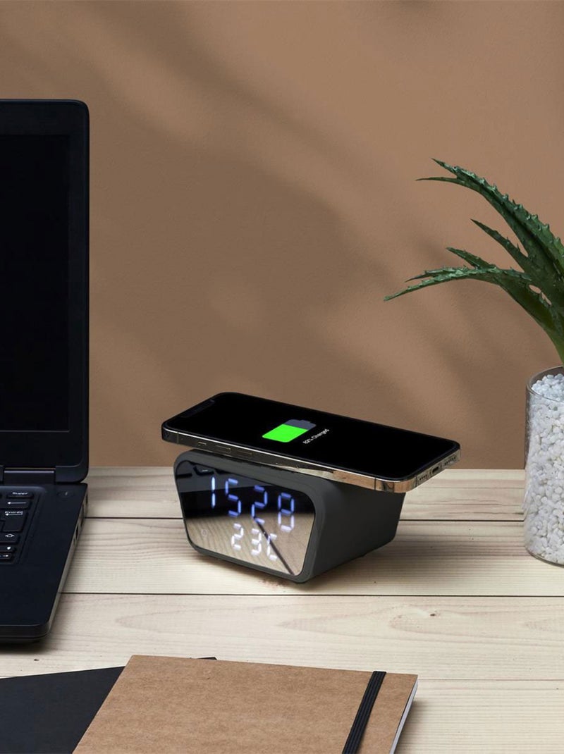Réveil chargeur induction flyn compact Noir - Kiabi
