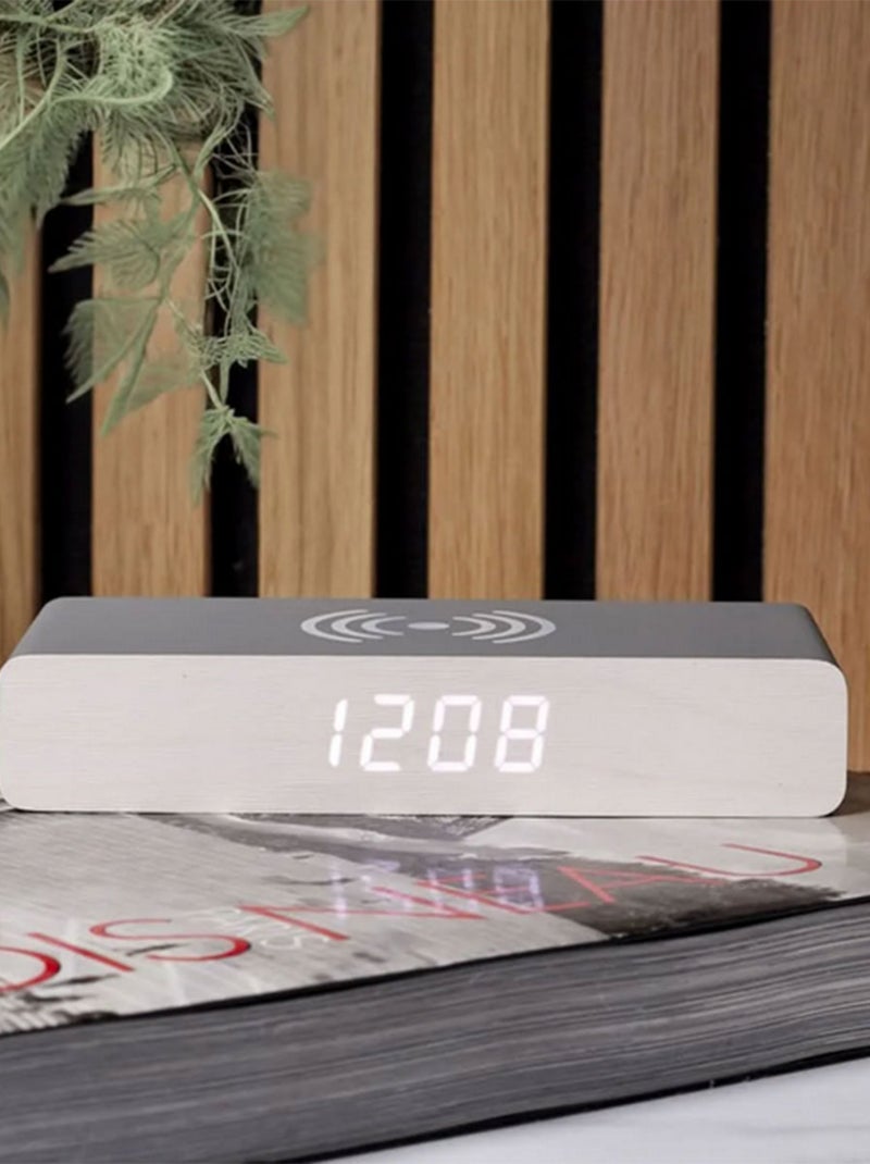 Réveil chargeur induction gris Gris - Kiabi