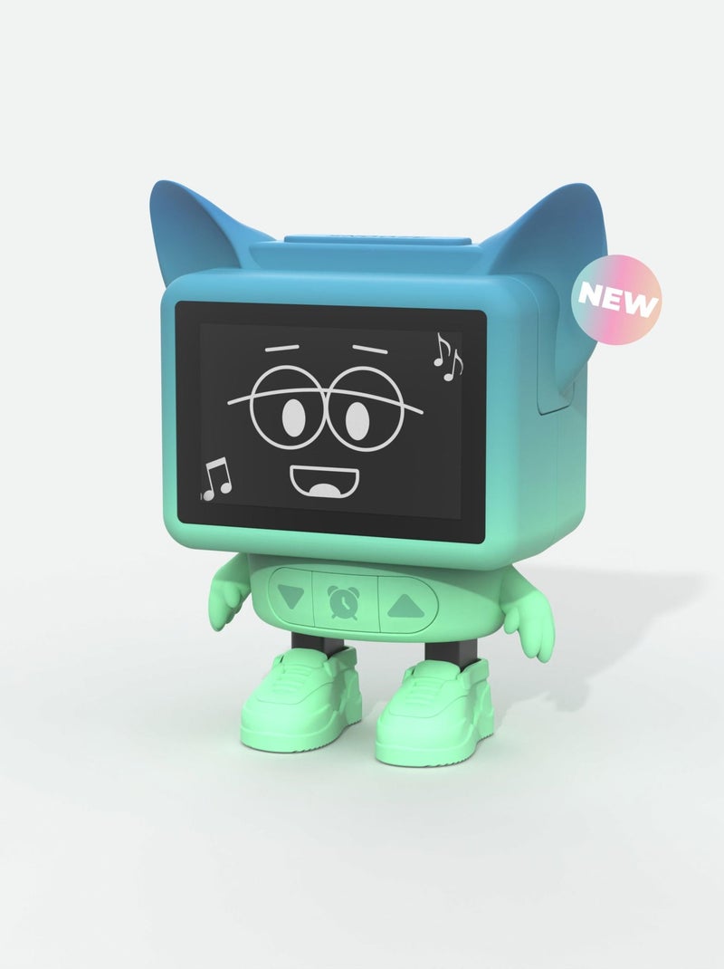 Réveil et Enceinte Bluetooth Enfant Dancing Clock, danse en musique, Écran LCD Émotionnel - MOB Bleu Vert Bleu - Kiabi