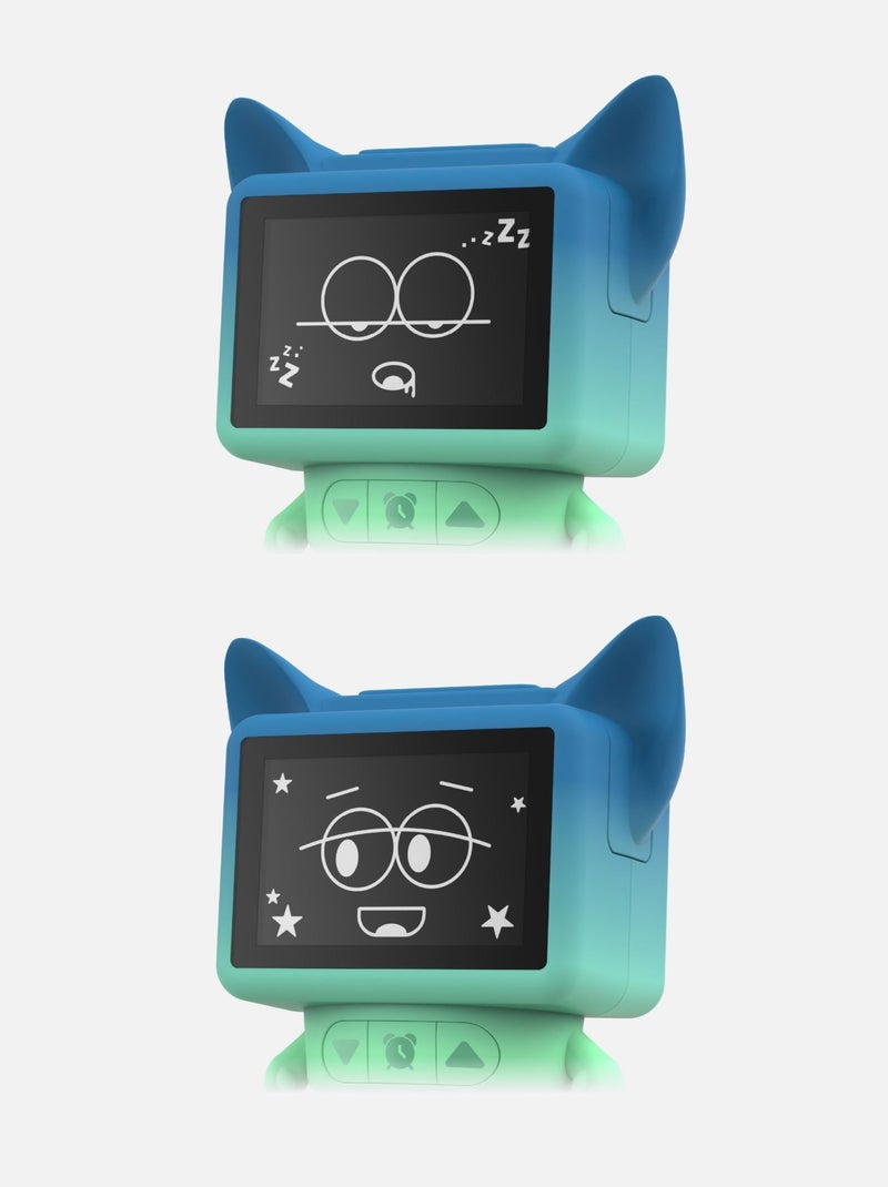 Réveil et Enceinte Bluetooth Enfant Dancing Clock, danse en musique, Écran LCD Émotionnel - MOB Bleu Vert Bleu - Kiabi