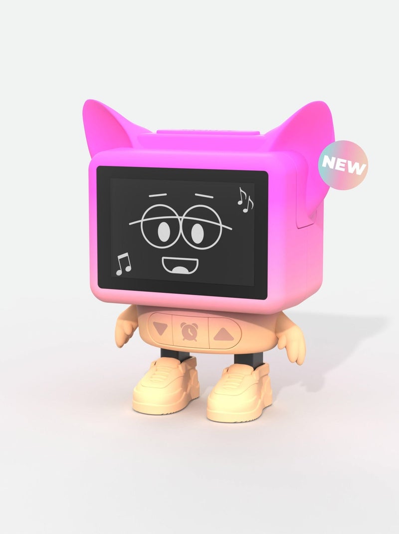 Réveil et Enceinte Bluetooth Enfant Dancing Clock, danse en musique, Écran LCD Émotionnel - MOB Rose/Multicolore - Kiabi