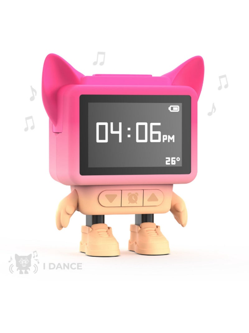 Réveil et Enceinte Bluetooth Enfant Dancing Clock, danse en musique, Écran LCD Émotionnel - MOB Rose/Multicolore - Kiabi