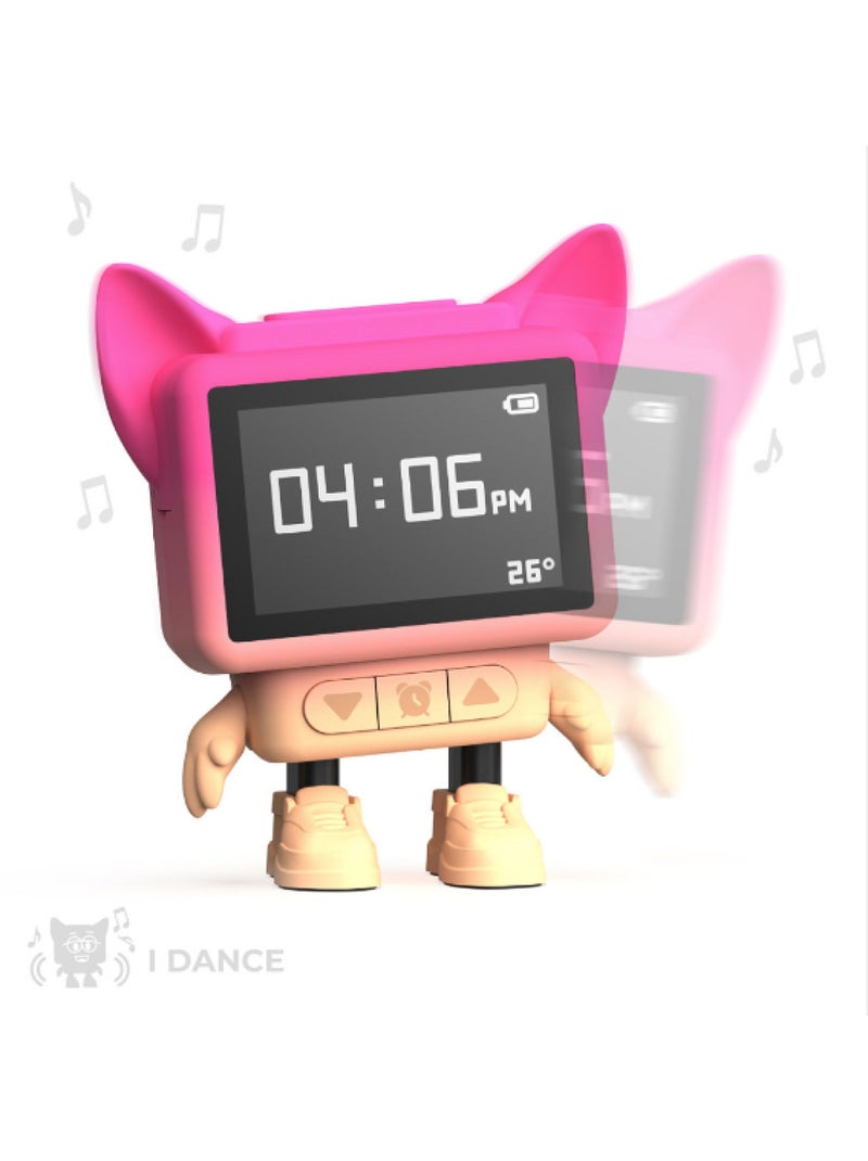 Réveil et Enceinte Bluetooth Enfant Dancing Clock, danse en musique, Écran LCD Émotionnel - MOB Rose/Multicolore - Kiabi
