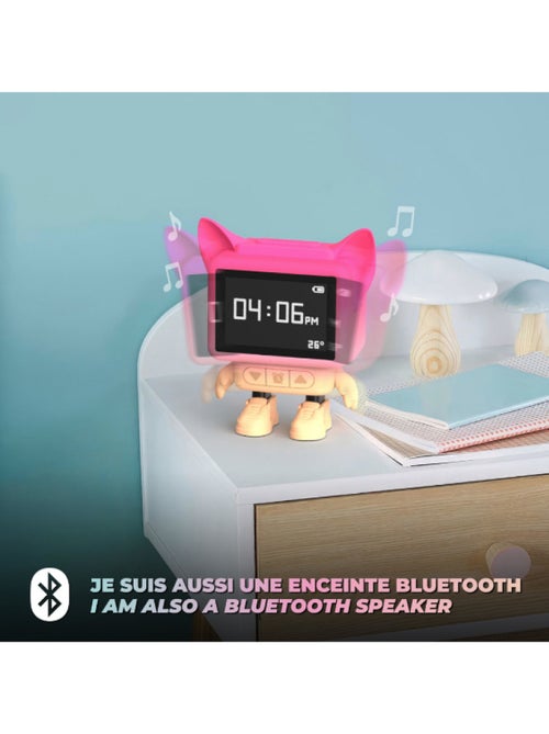 Réveil et Enceinte Bluetooth Enfant Dancing Clock, danse en musique, Écran LCD Émotionnel - MOB - Kiabi