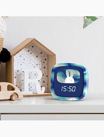 Réveil et Veilleuse pour Enfant Billy Clock - Motif Lapin - Face Avant Tissu - Cadre Plastique - MOB