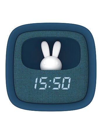 Réveil et Veilleuse pour Enfant Billy Clock - Motif Lapin - Face Avant Tissu - Cadre Plastique - MOB